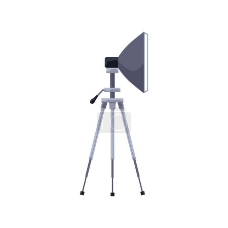 Illustration for Studio light on tripod. Vector illustration of a professional lighting equipment with a softbox on a sturdy tripod, designed for photographic and video shoots - Royalty Free Image