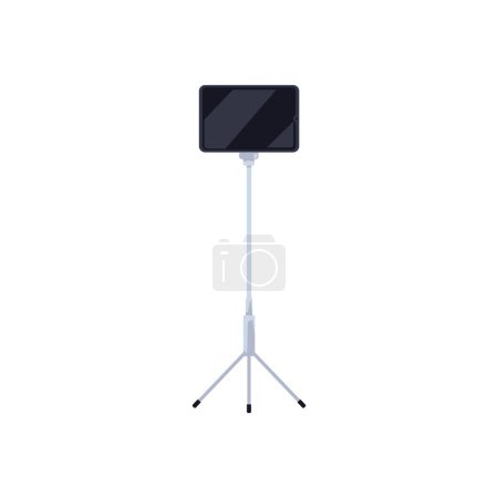 Smartphone on extendable tripod. Vector illustration of a mobile device on a tall, slender tripod, practical for video calls and hands-free viewing
