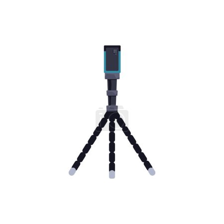 Flexible tripod with a mobile phone attached, showcased in a vector illustration with a focus on portability and versatility in photography setups