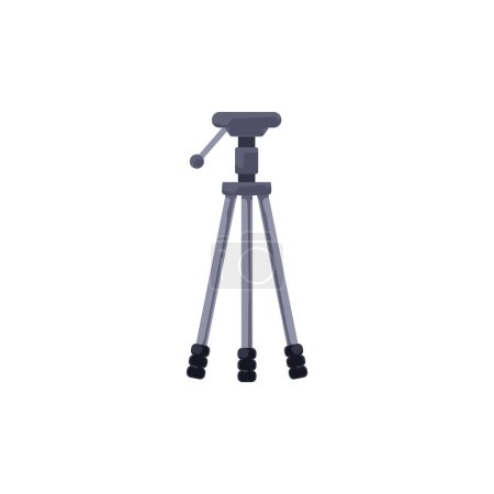 Illustration for Simple camera tripod with pan head and non-slip feet, perfect for stability. Vector illustration ideal for photography basics - Royalty Free Image