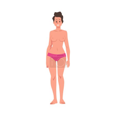 Concepto de salud y positividad corporal. Ilustración vectorial de una mujer confiada en ropa interior, que simboliza el amor propio y la aceptación