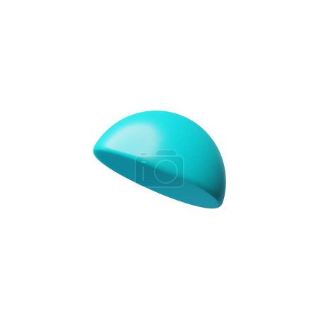Ilustración de Icono modelo 3D hemisferio azul. Figura geométrica brillante metal o plástico superficie vector renderizado ilustración aislada sobre fondo blanco. Forma volumétrica media bola. Brutalismo realista, bloque de juguetes - Imagen libre de derechos