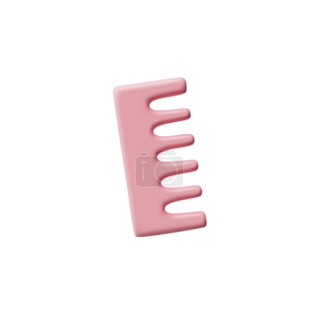 Illustration for Stylized pink hair comb with wide teeth. Vector illustration of a haircare tool, perfect for fashion and grooming themes. - Royalty Free Image