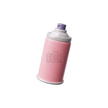 Pink hairspray can with a purple nozzle. Vector illustration of a styling mousse container for hair salon and personal care designs.