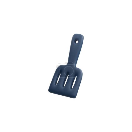 A simple, dark blue spatula with slotted design, vector illustration. Ideal for kitchen utensil graphics and culinary-themed designs.