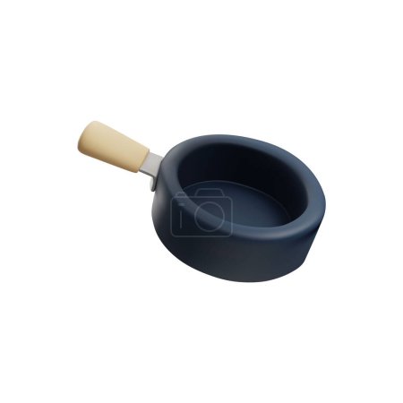 Ein eleganter, dunkelblauer Topf mit beigem Griff, im Vektorformat, perfekt für Illustrationen im Zusammenhang mit Kochen und Geschirr.