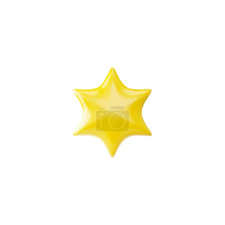 Illustration for An icon in the form of a 3D golden six-pointed star. Vector illustration of a shiny star as award symbols in games on a white background. - Royalty Free Image