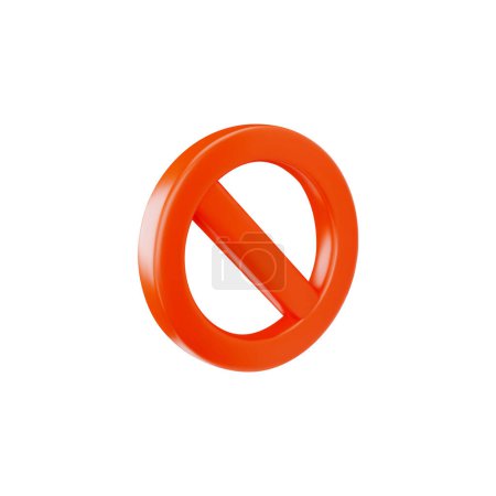 3D illustration of a traffic sign in the form of a crossed-out red circle, creating a bright warning sign about the danger of traffic. Vector design on a white background.