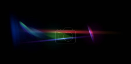 Ilustración de Ilustración vectorial abstracta de una llamarada de luz prismática con un espectro de colores del arco iris sobre un fondo oscuro, adecuado para diseños creativos y fondos. - Imagen libre de derechos