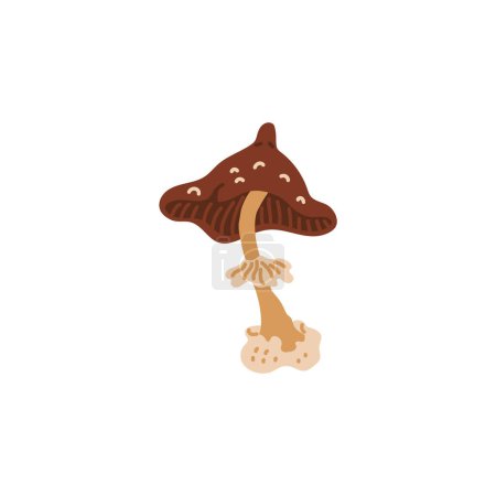 Un encantador vector ilustración de un hongo marrón con detalles caprichosos, ideal para cuentos de hadas y temas de la naturaleza.