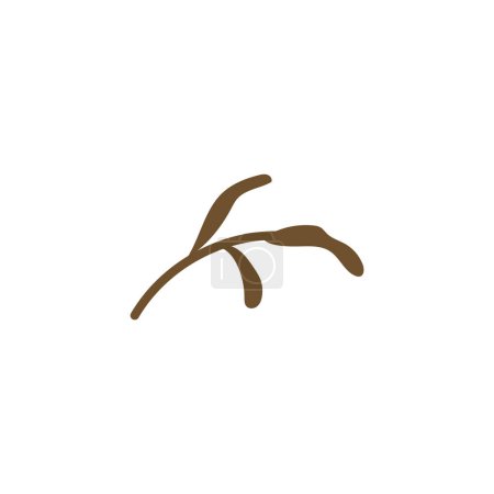 Botanische Vektorillustration: ein trockener brauner Grashalm mit Blättern. Ein Symbol auf weißem Hintergrund für Kräuterkundige, saisonales Dekor und Naturdarstellungen