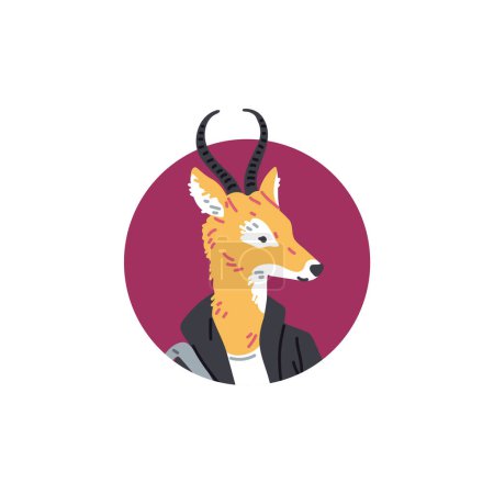 Eine Debonair-Antilope in einer eleganten Jacke. Vektorillustration zeigt die elegante Mischung aus Tierwelt und zeitgenössischem Stil.