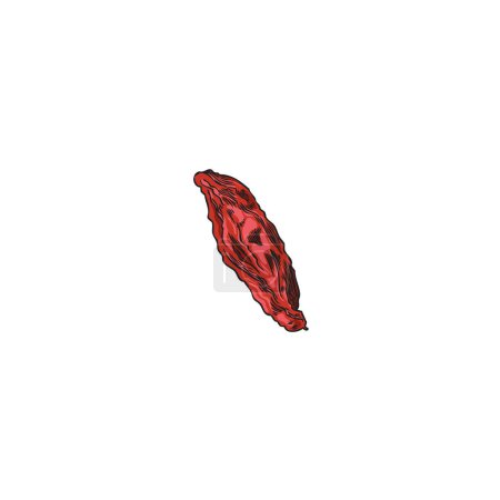 Getrocknete Goji-Beere handgezeichnete Vektorillustration. Asiatische natürliche Skizze einer roten reifen runzeligen Beerenfarbe. Superfood gesunde Früchte, Bio-Pflanzenfutter isoliert auf weiß