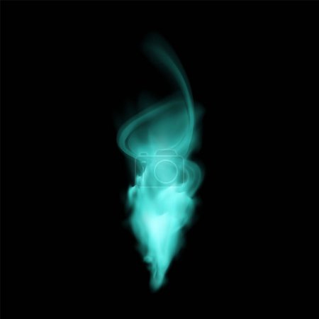 Ilustración de Whirling teal smoke se levanta contra un fondo negro, una representación vectorial perfecta para temas de misterio y fantasía. - Imagen libre de derechos