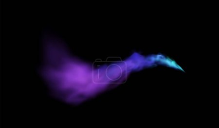 Ilustración de Elegante humo de degradado púrpura a azul se desliza a través de un lienzo oscuro, ideal para su uso en fondos vectoriales y temas místicos. - Imagen libre de derechos