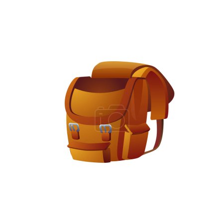 Un sac à dos marron classique avec des boucles sécurisées, parfait pour les voyages ou l'école. Illustration vectorielle bien adaptée aux projets éducatifs ou de design à thème aventure.
