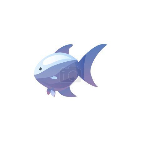 Sea perch, carp or crucian fish vector flat illustration. Cartoon marine animal. Exotic tropical aquatic blue fish isolated on white. Ocean fauna wildlife. Aquarium underwater pet. Fishing, seafood