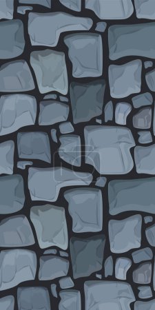 Illustration for A stone wall pattern with varying shades of grey. Vector illustration of cobblestone masonry suitable for backgrounds and textures. - Royalty Free Image