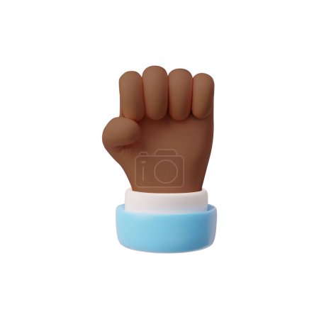 3D vector icon illustration of a clenched fist, a symbol often associated with strength, unity, or solidarity, with a blue wristband.