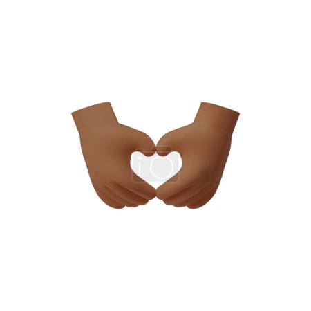 Illustration vectorielle 3D icône des mains formant une forme de c?ur, représentant l'amour, les soins et l'affection