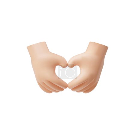3D-Vektorsymbol-Illustration von zwei Händen, die eine Herzform bilden und Liebe, Zuneigung und Freundschaft symbolisieren.