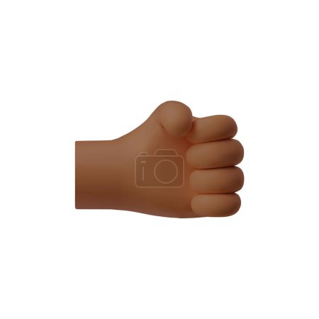 Handfaustgeste 3D-Vektorillustration. Freundlicher Faustschlag, Gruß. Afro-Mensch, horizontal geballter Arm, von den Fingern. Stärke oder Punch-Emoji-Symbol isoliert. Karikaturenstreit oder Protestsymbol