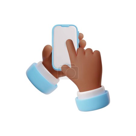 3D-Handsymbol mit Smartphone, mit Touch-Geste auf dem Bildschirm, in einer Vektorillustration für digitale Konzepte.