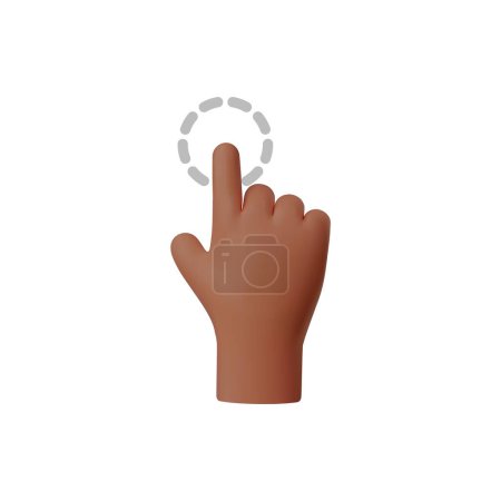 Illustration eines 3D-Vektorsymbols, das eine Hand mit einer Klick-Geste zeigt, perfekt für Benutzeroberflächen-Designs.