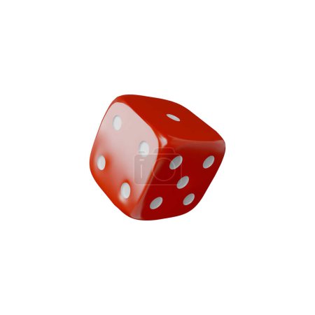 Illustration for The basis of gambling. A red cube with the numbers five, four and one on its sides in vector 3D. Ideal for projects related to casinos and table games, on an isolated background. - Royalty Free Image
