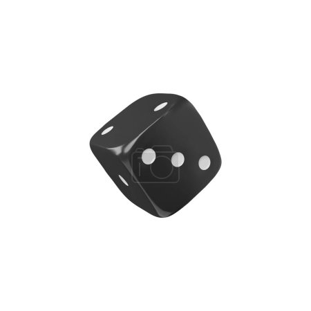 Game dice falling 3d realistic vector illustration. Black cube with white dots, round edges. Gambling games design, casino and betting, craps and poker, tabletop or board games. Fortune symbol