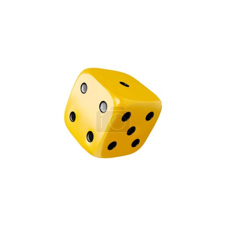 Illustration for Vector illustration of a 3D yellow cube with the numbers four, five and one. Ideal for casinos, gambling and table games. Volumetric dice on an isolated background. - Royalty Free Image