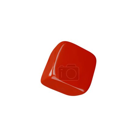 Cubo cuadrado rojo con esquinas suaves cayendo realista ilustración vectorial de estilo 3D. Juego cúbico, juguete de ladrillo. Bloque cuadrilátero de plástico de volumen 3d de dibujos animados, ícono de figura de forma brillante isométrica aislado