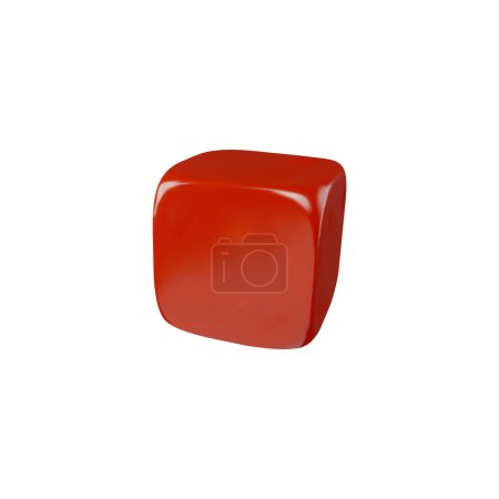 Roter quadratischer Würfel mit weichen Ecken, die auf einen realistischen 3D-Vektor fallen. Würfelspiel, Ziegelspielzeug. Cartoon 3D-Volumen Kunststoff viereckigen Block, geometrische Form Figur isoliert. Isometrischer Hochglanzblock aus Metall