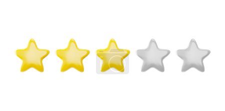 A vector illustration of a 3D star icon set, showcasing a gradient from bright yellow to muted grey, representing a rating or feedback system concept.