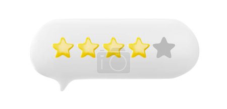 Illustration for Quality rating concept 3d vector design. A row of stars for rate levels, symbolizing best choice in feedback and review panels on a clean white backdrop. - Royalty Free Image