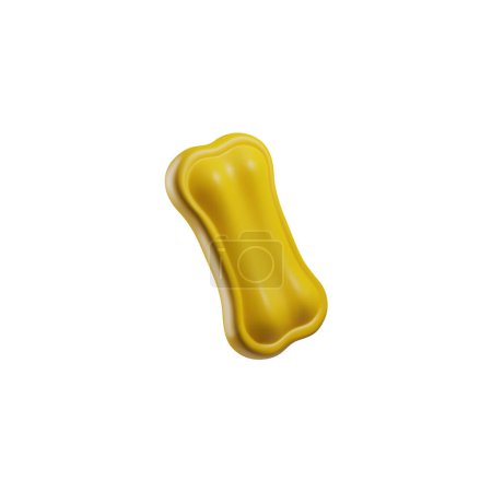 Vektor-Illustration eines 3D-Knochenspielzeugs in Form eines gelben Kauspielzeugs, ideal für Engagement und Spiel mit dem Hund.
