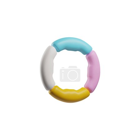 3D ring pet toy icon. Dog or cat cute multicolor plastic, rubber or silicone toy hoop. Render circle with massage bulge surface. Cartoon vector illustration of pet entertaining product isolated.