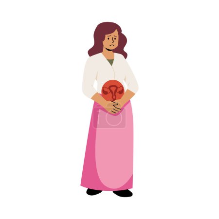 Concept d'infertilité. Illustration vectorielle d'une femme ayant des problèmes de reproduction. Visualisation sur la santé gynécologique et la lutte pour la grossesse. Style plat sur fond isolé.