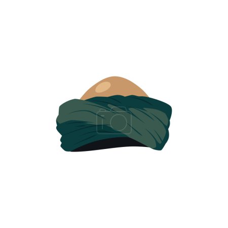 Östliche muslimische Mode Turban Kopfbedeckung arabische oder indische Kultur. Saudi orientalisch verpackter grüner Schal mit Kopfbedeckung als Vektorsymbol. Cartoon asiatische männliche Turban ethnische Accessoire isoliert auf weiß