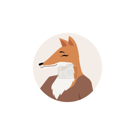 Illustration for Sly fox avatar. Vector illustration of a clever fox with a cunning smile, encapsulating wit and intelligence in a minimalist style. - Royalty Free Image