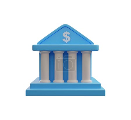 Icono 3D ilustración vectorial de un edificio bancario, que simboliza la estabilidad financiera y la seguridad en una forma simplificada.