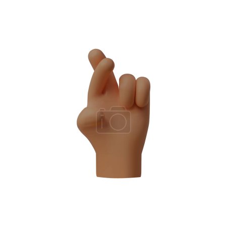 Illustration for Vector illustration of a 3D hand with crossed fingers for luck. This creative icon features a gesture for wishing success, isolated on a white background. - Royalty Free Image