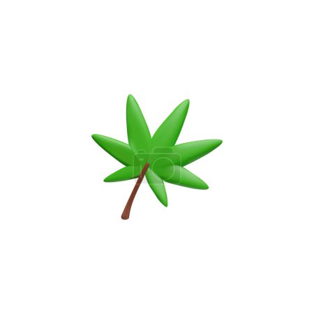 Vector 3D illustration of a fallen green leaf of a Japanese maple isolated on a white background. The icon is perfect for a modern design inspired by nature