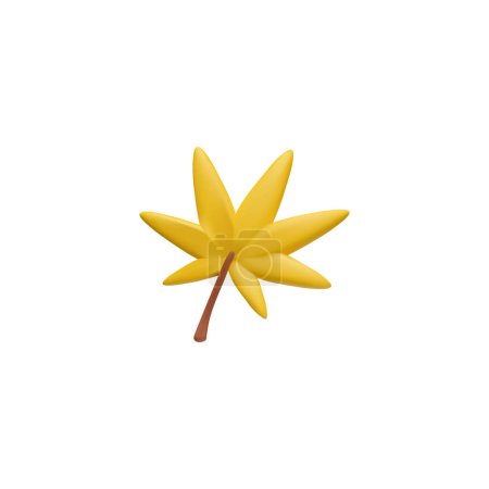 3D vector image of a realistic Japanese maple leaf in orange and yellow tones, a dry leaf on a white background, embodies the essence of the autumn season