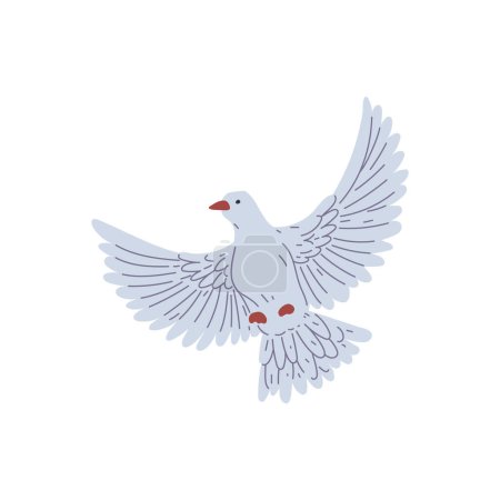 A peaceful dove in flight with wings spread wide. This minimalist vector illustration conveys a message of serenity and freedom.