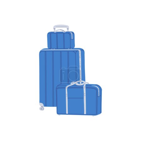 Téléchargez les illustrations : Un ensemble de vecteurs pour les loisirs. Une valise robuste, une belle valise et un petit sac de cabine sont idéaux pour illustrer les concepts de voyage et la sélection de bagages - en licence libre de droit