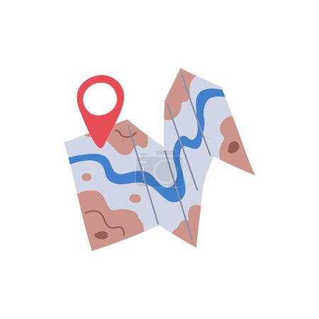 Map with location pin marking a destination. Travel navigation vector illustration.