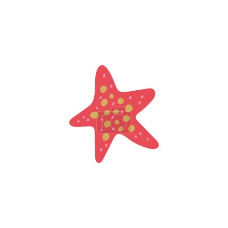 Vibrant red starfish vector illustration, with a whimsical dot pattern, ideal for marine-themed designs.