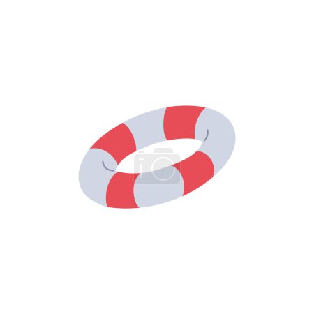 Illustration vectorielle de bouée de sauvetage simple et emblématique en rouge et gris, parfaite pour la sécurité et les thèmes nautiques.
