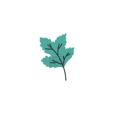 Elegant vector illustration of a green leaf commonly used in Kabuki art, rendered in a simple, clean style